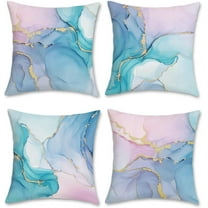 Colorful Marble Throw Pillow Covers 18 x 18 Inch Pink Purple Blue Turquoise Watercolor Abstract Modern Decorative Pillows for Couch Sofa Bed Home Decor Set of 4