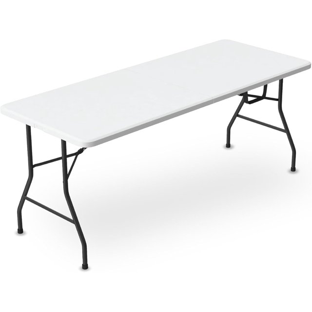 Mesa Plegable Tipo Portafolio 180 cm | Estructura de Acero Reforzado y Superficie HDPE | Ideal para Eventos, Jardín y Catering - Color Blanco