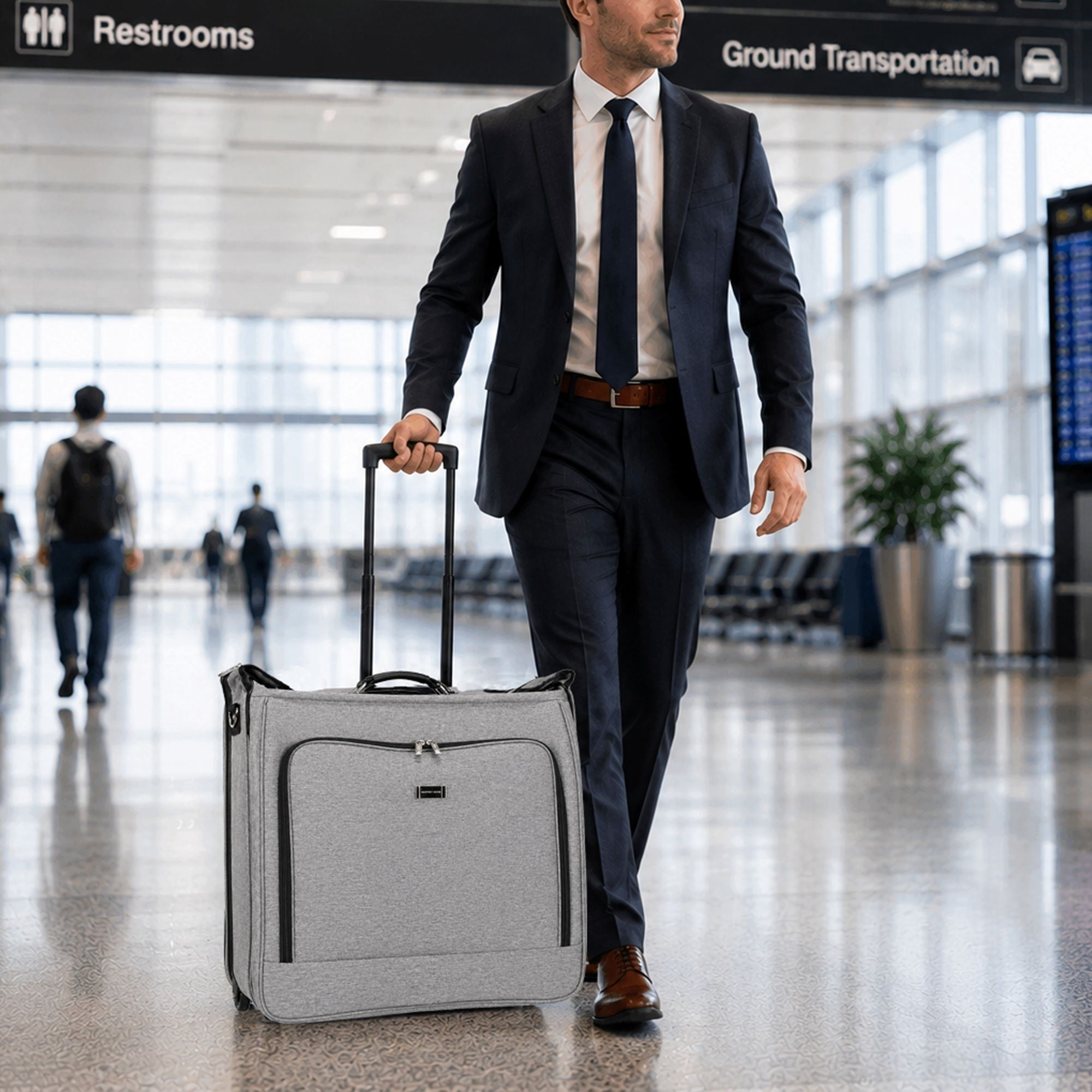 Geoffrey Beene Suit & Dress Carrier, Wrinkle-Free Hanging Clothes Rolling Garment Bag With Inline Skate Wheels and Shoulder Strap, 22” Folded