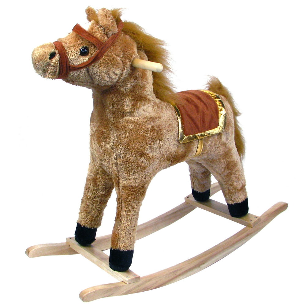 Plush Rocking Horse, Brown Ride On Rocking Animal Toy by Happy Trails