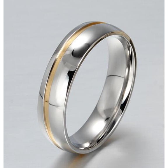 Couple Wedding Rings Stainless Steel Band With CZ Cubic Zirconia 6mm Lovers Promise Anniversary Gift IdeaToday