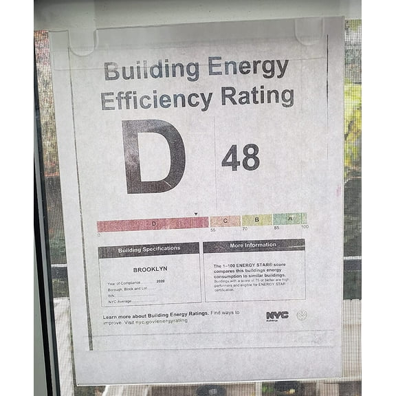 NYC Building Energy Efficiency Rating Frame - NYC GRADE FRAME ( size 8.5x11) (ref-2201)