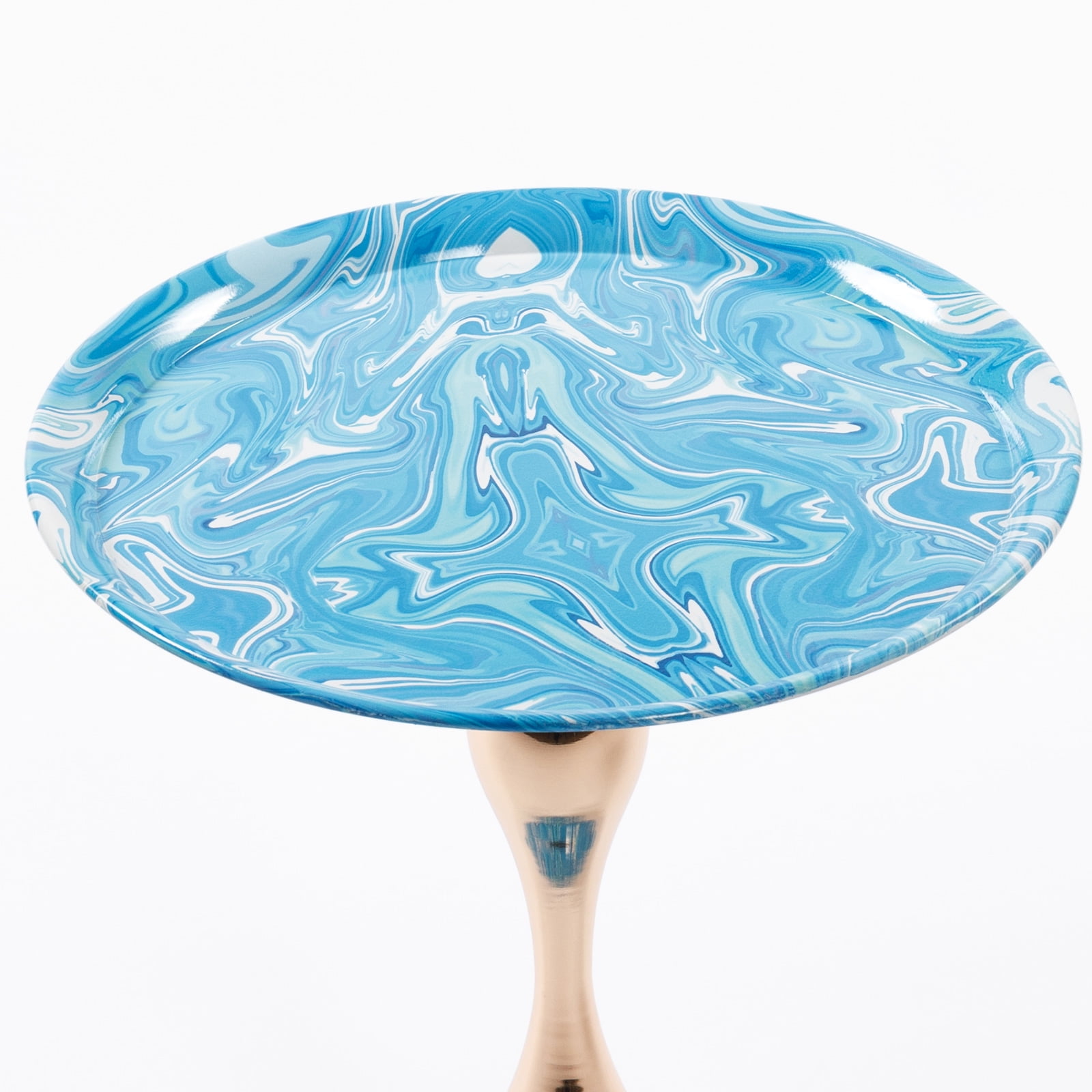 MAYEERTY Mermaid Tail End Coffee Table Round Side Table, Modern Metal Pedestal Table, Minimalist Accent Table for Small Spaces, Drink Martini Table Decoration