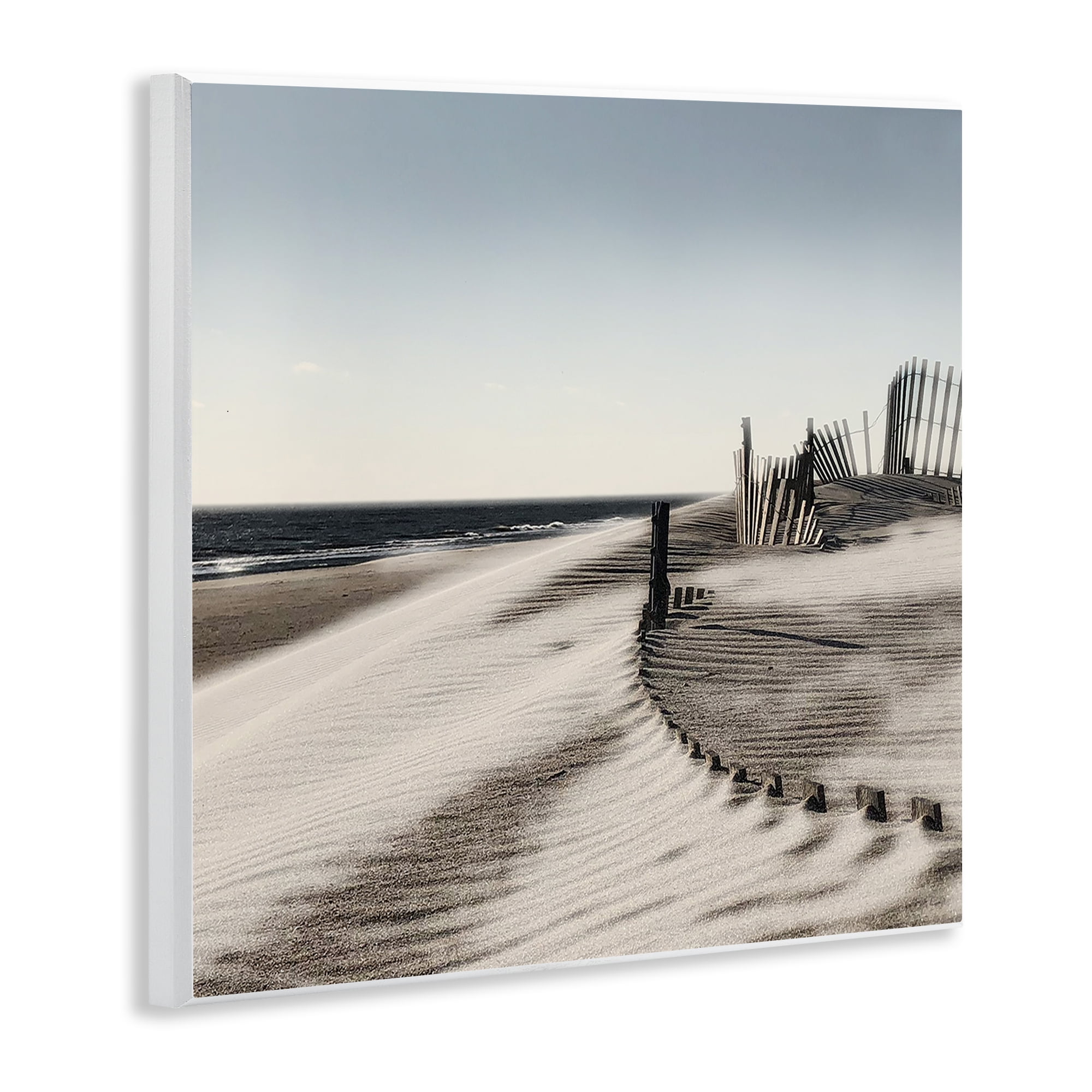 Stupell Industries Rippled Beach Fence Landscape Painting Unframed Art Print Wall Art, 12 x 12