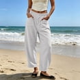 thumbnail image 5 of Tqcoqu Barrel Pants for Women,Baggy High Waisted Wide Leg Trousers,Lightweight Summer Y2k Pants with Pockets,White Women's M-XXL, 5 of 7