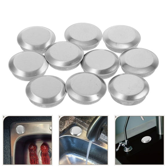 LOLIPPYY 10Pcs Strong Stainless Steel Sink Hole Covers Silver Faucet Hole Caps for Home Kitchen Decor