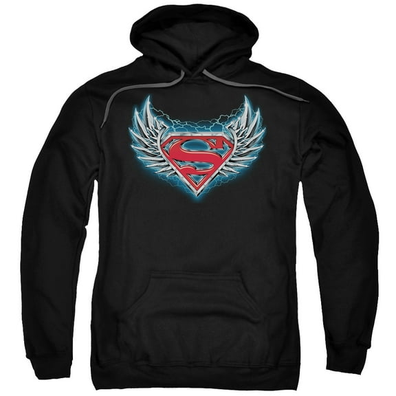 Superman Steel Wings Logo Adult Pullover Hoodie Sweatshirt Black
