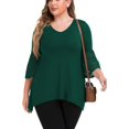 thumbnail image 3 of Daystry Women's Plus Size Top 3/4 Sleeve Shirt Dressy Tunic Blouse Dark Green-2X, 3 of 10