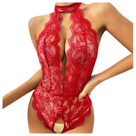 

YDKZYMD Women S Lace Teddy Lingerie Open Crotch Set Casual One Piece Babydoll Bodysuit Sheer Sexy Chemise With Cutout Underwear Set