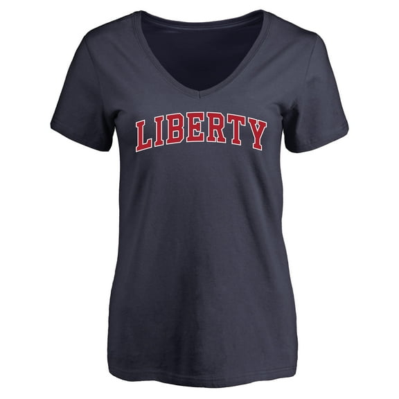Women's Navy Liberty Flames Everyday V-Neck T-Shirt