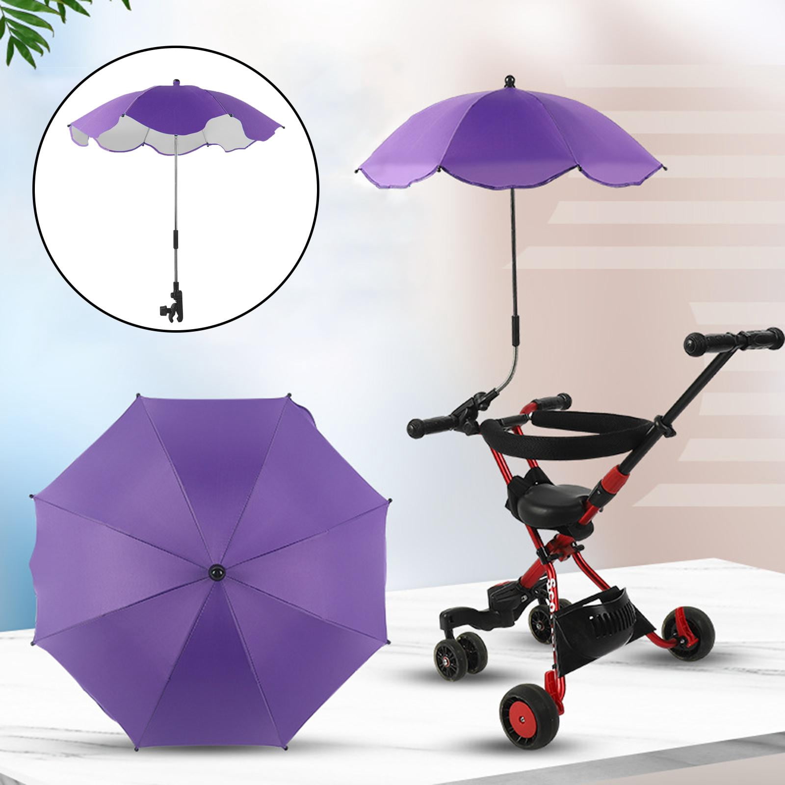 JWQFBC Baby Stroller Parasol Sun Protection Shade for Baby Pram Umbrella UV UPF5+ Protection Pushchair Umbrella, Rotatable Umbrella Purple