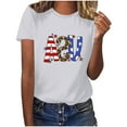 thumbnail image 2 of Fartey 4th of July Shirt for Women Trendy Cute USA Flag Graphic Tees Short Sleeve Patriotic Tops Independence Day Crew Neck T-Shirts Soft Comfy Festival Blouses White S, 2 of 7