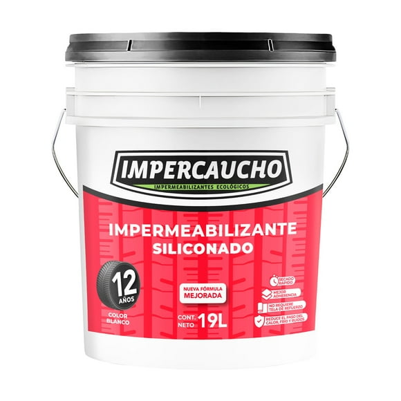Impermeabilizante Impercaucho Siliconado Y Mejorado 12 Años Blanco 19L