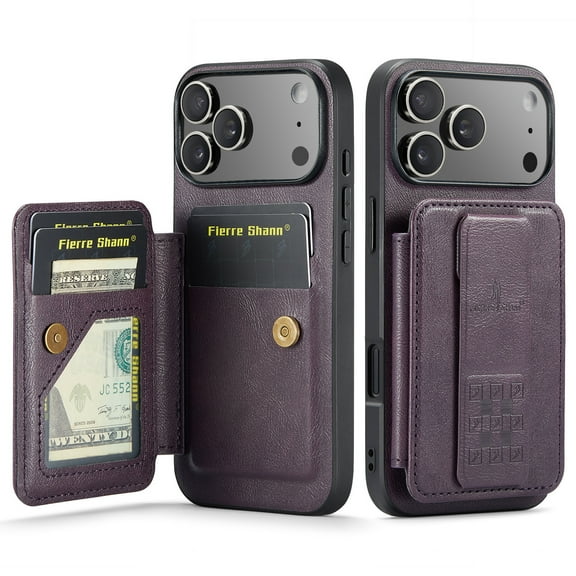 For iPhone 17 Pro Wallet Case with Card Holder, Women Men PU Leather RFID Blocking Credit Card Slots Kickstand Magnetic Car Mount Cover Flip Phone Case for iPhone 17 Pro, Purple