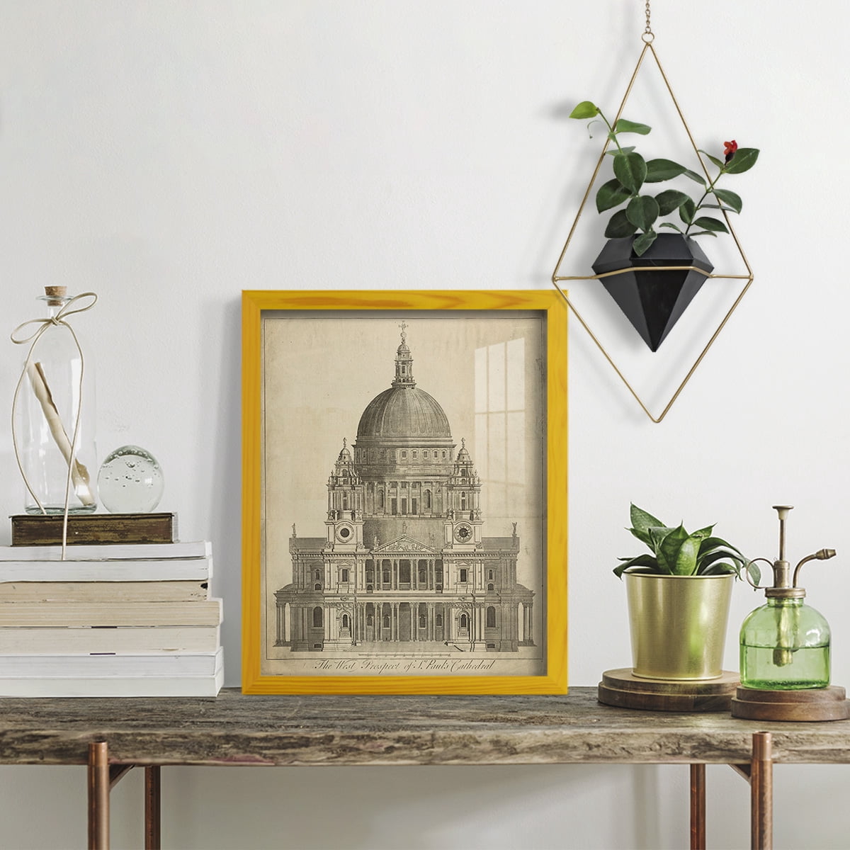 St. Paul's Cathedral -Framed Print w/glass-Sunflower Yellow