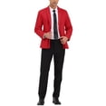 thumbnail image 2 of INSPIRE CHIC Men's Suit Jacket Notched Lapel Long Sleeve Single Vent Back One-Button Blazer 34 Dark Red, 2 of 6