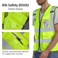 thumbnail image 4 of Chaleco De Seguridad Dib Chaleco Reflectante Ansi Clase 2 De Alta Visibilidad Con Bolsillos Y Cremallera Hi Vis Yellow 5 Pack Xl, 4 of 5