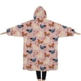thumbnail image 2 of Oversized Wearable Blanket Hoodie,Pink Chicken Pattern Sherpa Blanket Hoodie with Super Pockets,Super Warm Fuzzy Pullover for Women & Men, 2 of 6