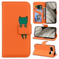 Feishell Case for Google Pixel 9 Pro XL, Cute Cartoon Animal Patterned Magnetic Buckle Folio Credit Card Slots Shockproof PU Leather Flip Kickstand Anti-Scratch Wallet Phone Case,Orange