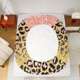 thumbnail image 5 of Homewish Cheetah Leopard Print Queen Sheet Sets for Adult, Gold Pink Flat Sheet, Glitter Sequin Print Queen Fitted Sheet, Breathable Home Decor, 4-Piece, 5 of 7