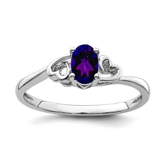 925 Sterling Silver Polished Amethyst Ring Size 5 Ring for Women - .44 cwt