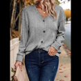 thumbnail image 4 of Camisetas de Larga para Mujer, Blusas Tipo Túnica con Cuello en V, Elegantes, Informales, Acanaladas, Holgadas y Cómodas, para . Gris M, 4 of 8