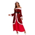 thumbnail image 4 of Disfraz navideño para parejas de talla grande M-5XL, disfraz de Papá Noel para hombre y mujer, traje de actuación escénica navideña con estampado, 4 of 6