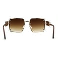 thumbnail image 4 of Off Set Rimless Retro Mobster Unique Side Lens Rectangle Sunglasses Gold Brown, 4 of 4