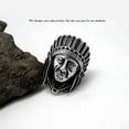 thumbnail image 5 of Men Stainless Steel Rings Indian Chief Head Biker Ring Size 7 8 9 10 11 12 13, 5 of 5
