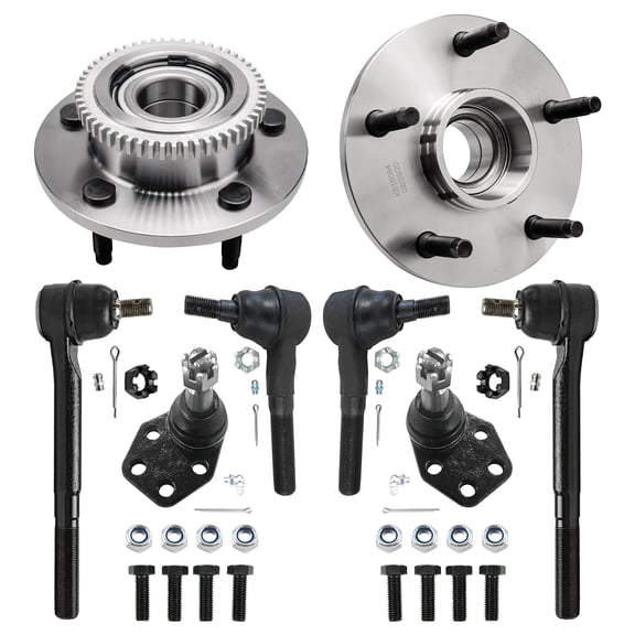 Detroit Axle - 2WD Front Wheel Hub Bearing Tie Rod Lower Ball Joint for 2000 2001 Dodge Ram 1500, Rear Wheel Drive