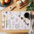 thumbnail image 2 of Pink Dreamy Botanical Placemats Set of 2 Spring Floral Leaves Romantic Place Mats Indoor Wipeable Table Mats Washable Cloth Dining Table Placemats for Kitchen Holiday Party Home Decor 13x19 Inch, 2 of 9