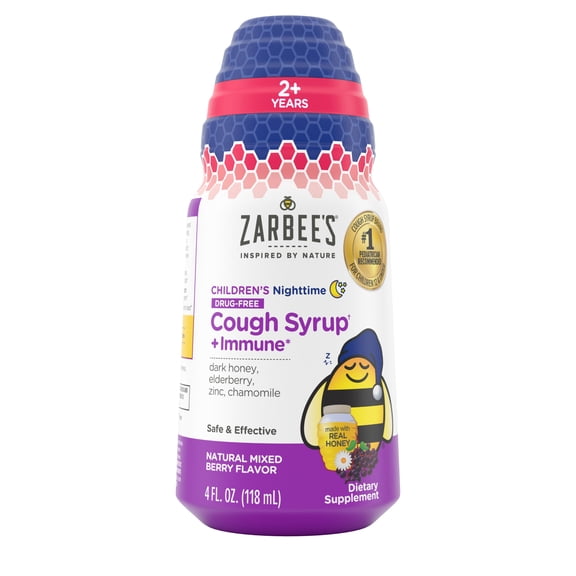 Zarbee's Children's Night Honey Cough Syrup   Immune, Berry, 4 fl. oz