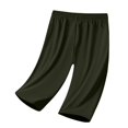 thumbnail image 7 of Wutalume Women's Casual Cotton Linen Drawstring Elastic Waist Straight Leg Capri Pants with Pockets Summer Beach,Army Green L, 7 of 7