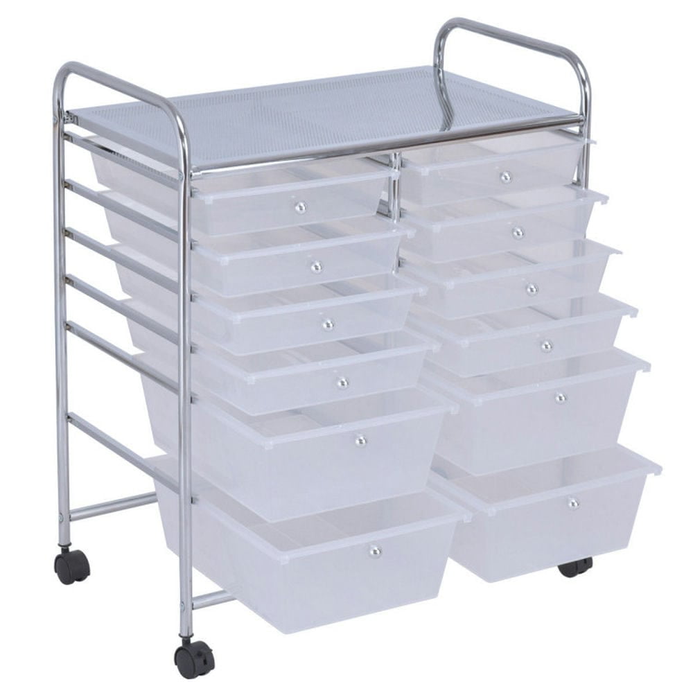 Spaco 12 Storage Drawer Organizer Bins Rolling Cart, Craft Organizers and Storage, Multipurpose Organizer Cart for Home, Office, School