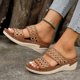 thumbnail image 1 of MKLEKYY Sandalias Cómodas para Mujer, Sandalias de Verano Con Tacón Inclinado, Color Liso, Punta Abierta, Bordado, Suela Gruesa, 1 of 4