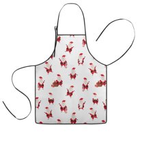 White Christmas Santa Pattern Kids Aprons for Girls and Boys,Adjustable Neck Strap Toddler Aprons for Kids Cooking Baking