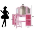 thumbnail image 5 of Garvee Kids Vanity Set with Mirror, 2-in-1 Wooden Toddler Vanity Table with Stool, Removable Top, Princess Pretend Play Beauty Makeup Vanity for Little Girls, Pink, 5 of 8