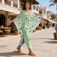 thumbnail image 4 of Xixirimido Colored Butterfly Floral Green Print Women Kaftan Dresses Plus Size Beach Cover Up Deep V-Neck Batwing Sleeves Swimsuit Coverups Summer Caftan Dress, 4 of 7