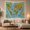 Global Adventure, variant on Paper-Cut World Map with Pastel Continents in Layered Ocean Waves, Calming Folk Art for Nature Lovers, Global Geography Decor, Housewarming Gift Tapestry Wall Hanging for Bedroom and Living Room