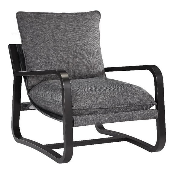Pemberly Row Sling Chair Upholstered in Charcoal Gray Fabric with Metal Frame