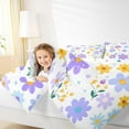 thumbnail image 5 of jejeloiu Cute Flower Blossom Queen Comforter Set,Cartoon Cute Floral Bedding Comforter Set For Girls Teens,Purple Yellow Kawaii Bed Set Reversible 3-Piece, 5 of 8