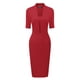 thumbnail image 1 of Vestido de tubo Allegra K para mujer con cuello en V manga corta trabajo oficina Bodycon midi Rojo M, 1 of 6