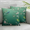 thumbnail image 3 of JEUXUS  Cherry Blossoms Throw Pillow Covers Bird Spring Blooming Flowers Sakura Green Background Square Pillowcases for Home Decor Sofa Car Bedroom Pillow case, 3 of 5