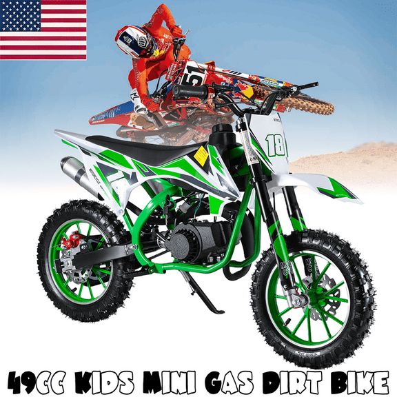 49cc Kids Dirt Bike,2-Stroke Gas Dirt Bike, Dirt Bike for Kids 8-14,Gas Power Pocket Rocket Bike,Gas Motorcycle with Front Rear Disc Brakes, Off Road Motorcycle Max Load 220LBS