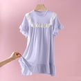 thumbnail image 1 of TIMIFIS Robe de Pyjama Violette pour Tout-Petites Filles, Chemise de Nuit Fluide et Confortable, Couleur Unie, Tenue de Nuit Décontractée, Douce, Manches Courtes, Légère, Robe de Pyjama de Sommeil, Tenue de Nuit Stylée pour Enfants, pour 2-15 Ans, 1 of 3