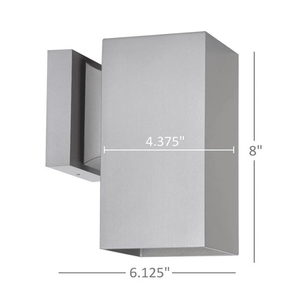 Sunset F6891-58 1-Light Silver Powder Coat Square Outdoor Cylinder Light Wall Sconce