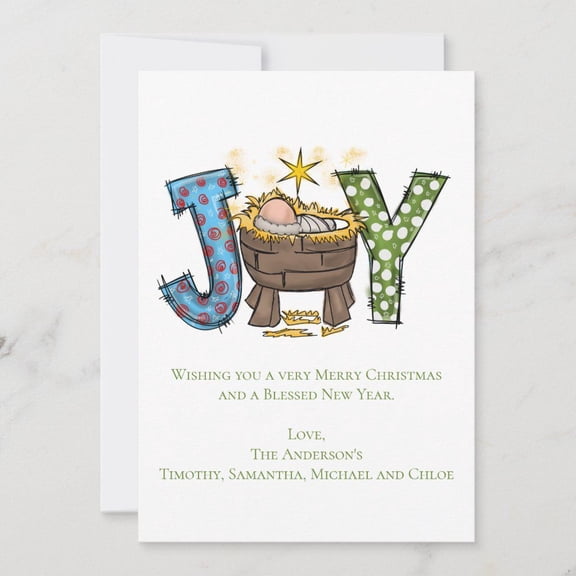 Joyful Christmas Card Featuring Nativity Scene – Thoughtful Holiday Wishes for Family and Friends – Blank Inside for Personal Messages – Envelope Included