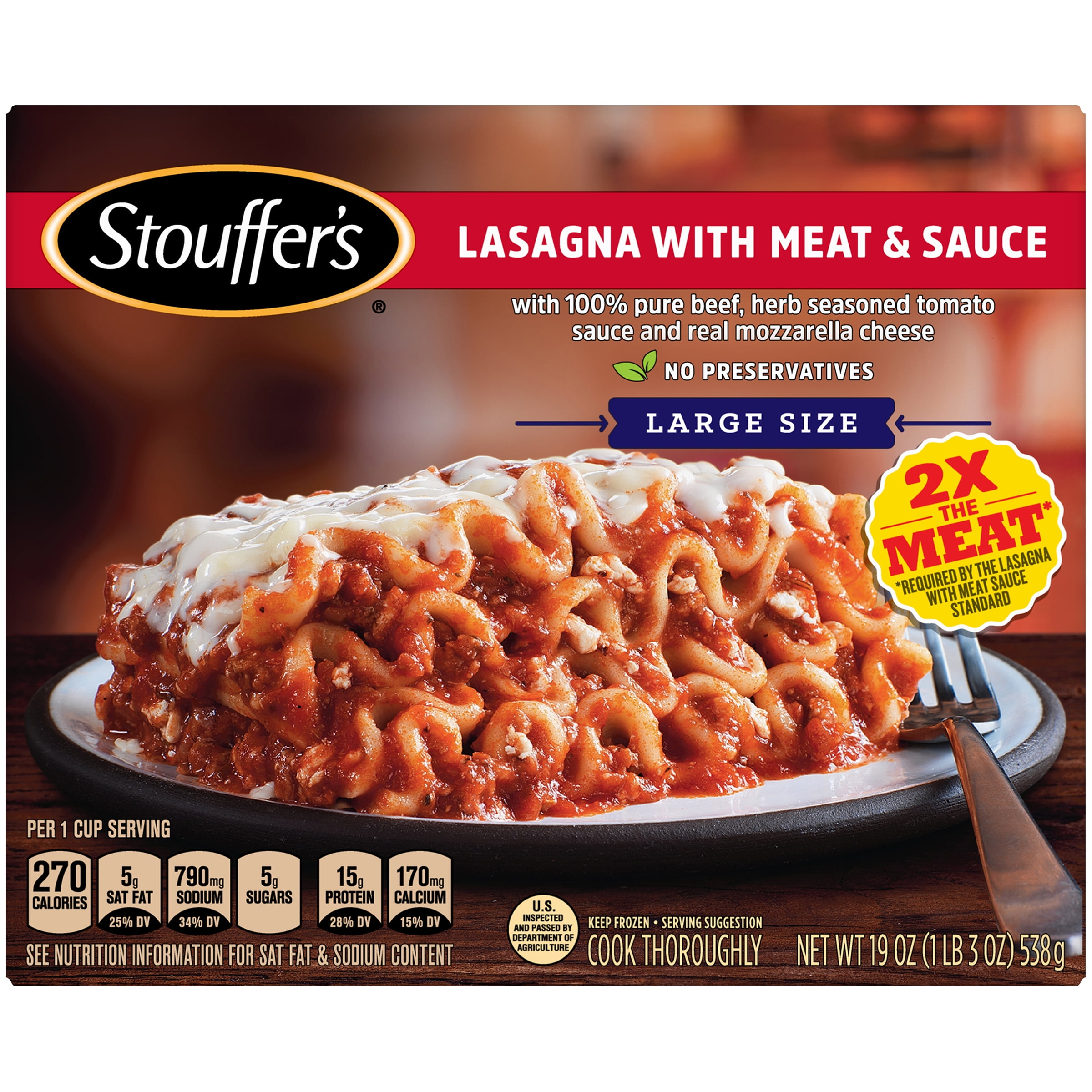 STOUFFER'S Lasagna with Meat & Sauce Large Size Frozen Meal