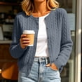 thumbnail image 2 of Women's Long Sleeve Knit Sweater Solid Color Round Neck Open Front Cardigan Soft Casual Wear for Travel & Outfit, 2 of 7