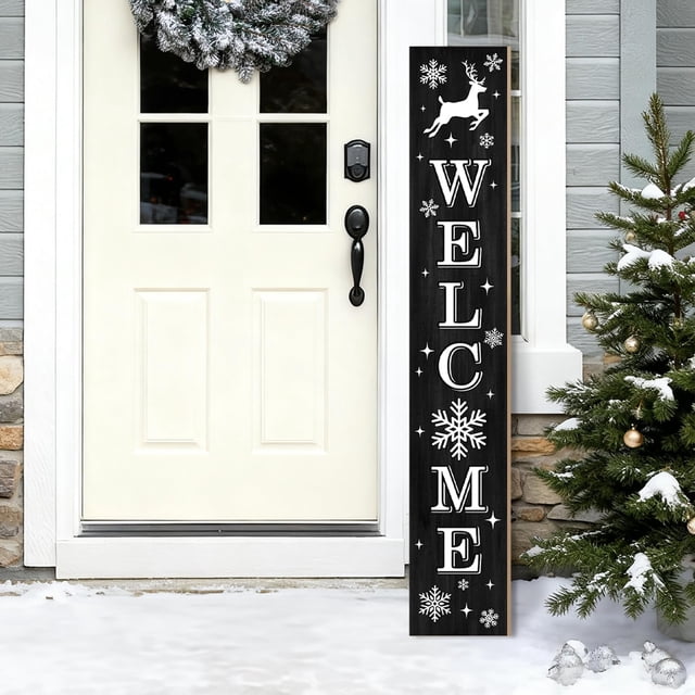 Cartel Decorativo ENCHAN para Porche Navideño de Madera 47 cm con Alce